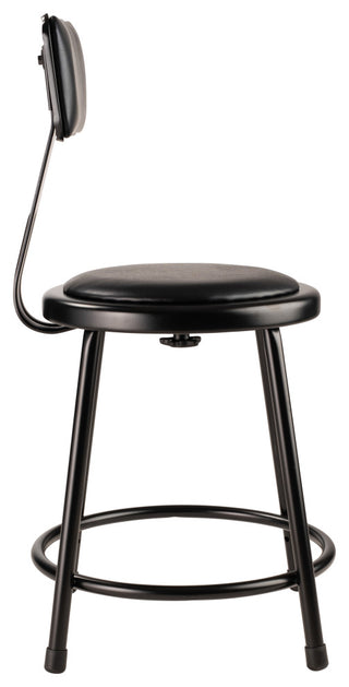 NPS 18"Heavy Duty Vinyl Padded Steel Stool With Backrest, Black