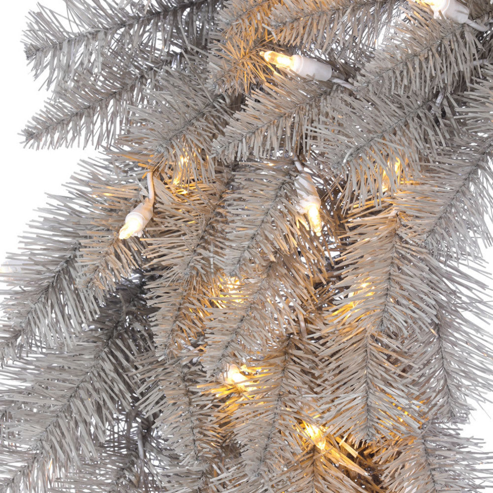 Artificial Platinum Fir Wreath , Warm White, 30"