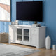 65 inch TV stand with 4 doors adjustable panels cabinet with white finish