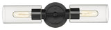 2 Light Cylinder Mid Century Modern Vanity Bath Lighting in Matte Black