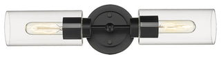 2 Light Cylinder Mid Century Modern Vanity Bath Lighting in Matte Black