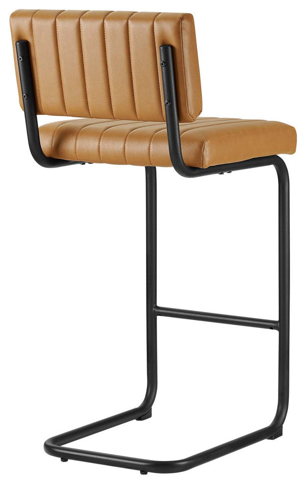 Parity Vegan Leather Counter Stools, Set of 2, Black Tan
