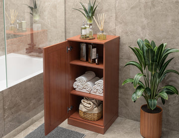 16.5" Bathroom Cabinet With Door and Adjustable Shelves, Mocha