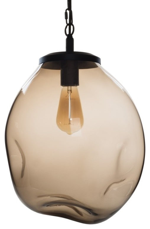 Pendant Light Handblown Glass Contemporary Hanging Light, Brown,16"