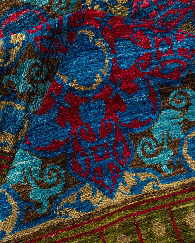 Suzani, One-of-a-Kind Handmade Area Rug Green, 15' 4" x 12' 3"