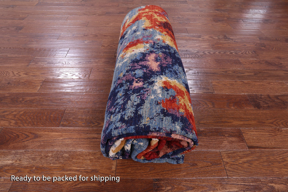 9' 10" X 13' 7" Handmade Modern Abstract Wool Rug Q9661