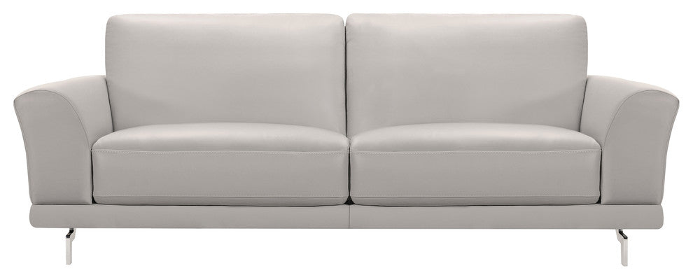 Everly Contemporary Genuine Leather Sofa, Dove Gray