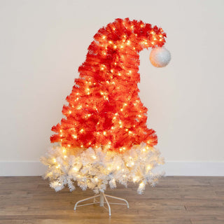5ft. Pre-Lit Artificial Holiday Red Santa's Hat Christmas Tree