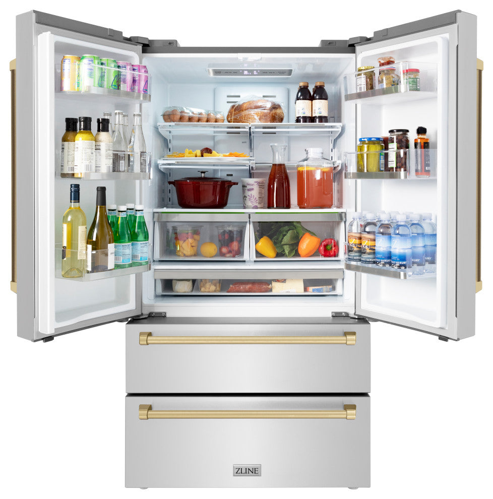 ZLINE 36" French Door Refrigerator With Ice Maker, Stainless RFMZ-36-CB