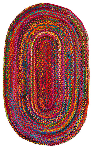Safavieh Braided Collection BRD210 Rug, Red/Multi, 3'x5'Oval