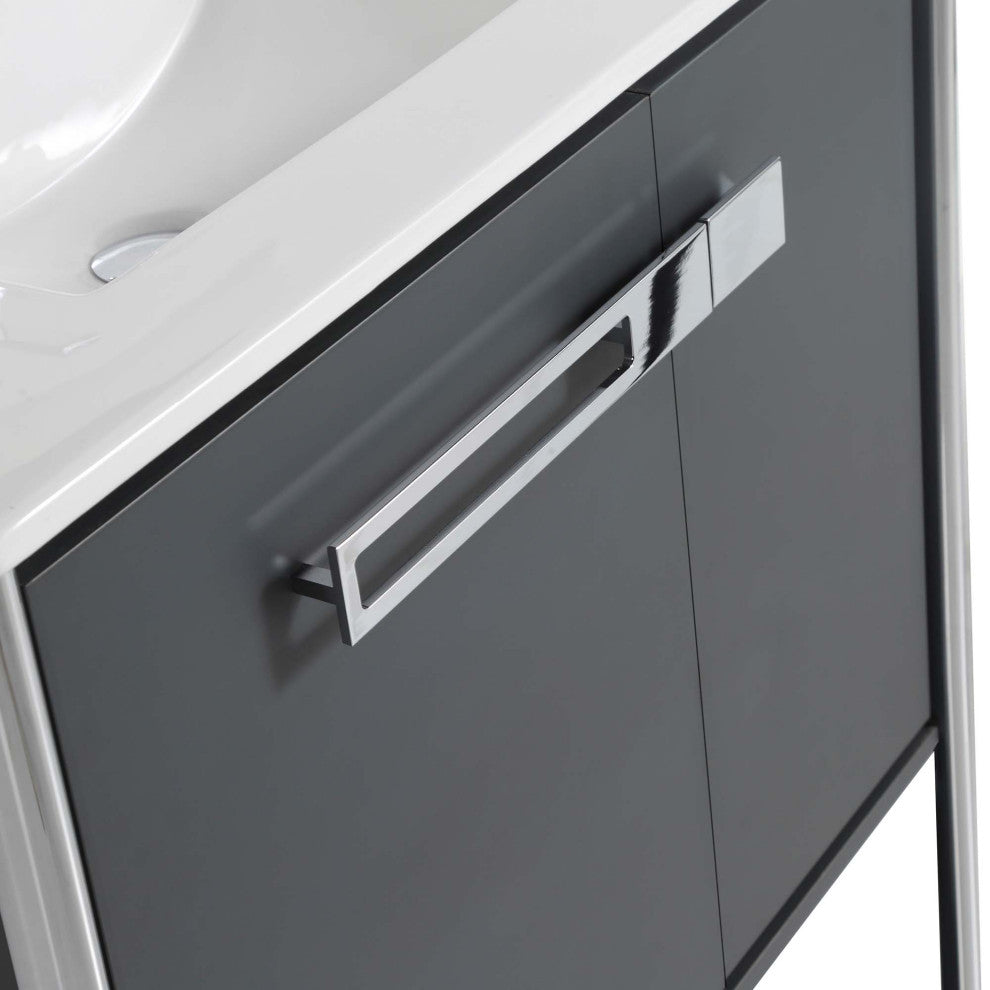 Oakville Bath Vanity, Ceramic Sink, Onix Grey, 30 Inch, Chrome Hardware