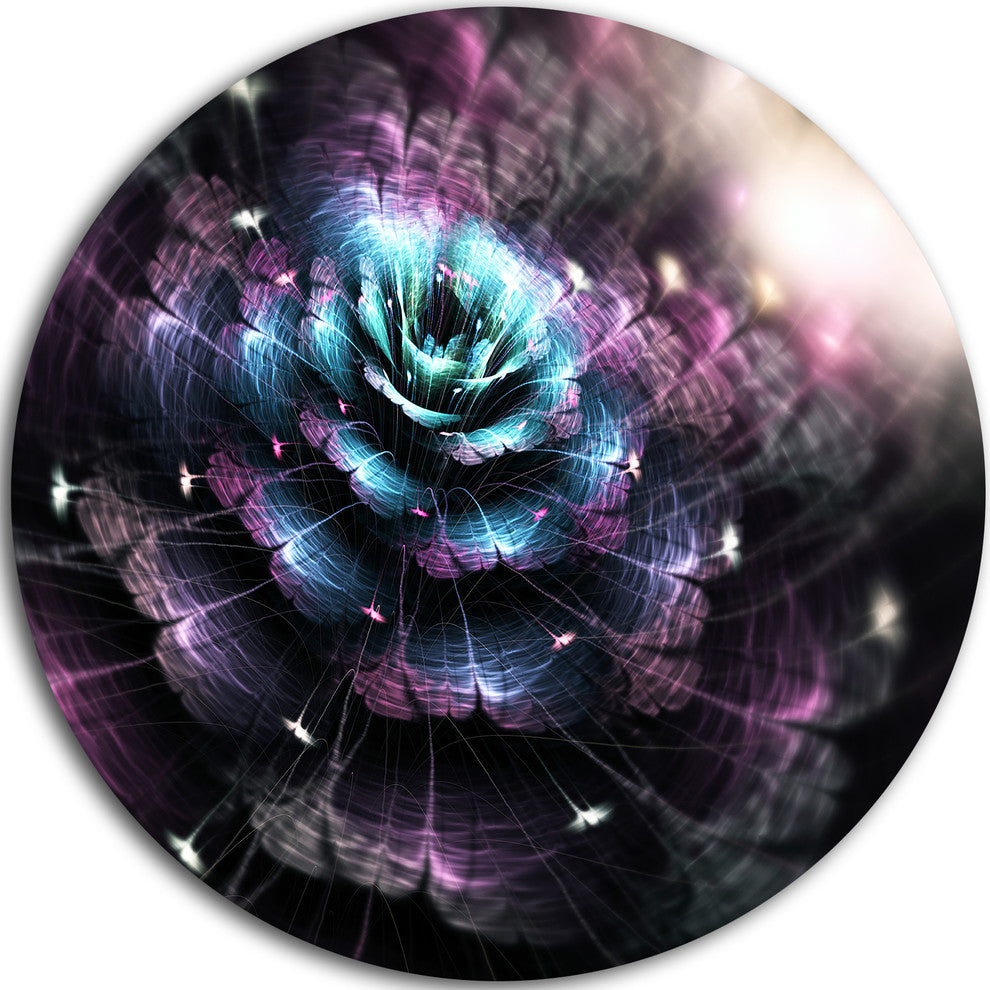 Green Fractal Flower In Dark, Floral Large Disc Metal Wall Art, 11"