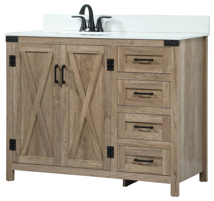 Home Living 19" Farmhouse Natural Oak-Light Bathroom Vanity