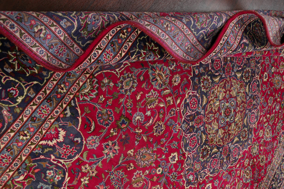 Consigned, Vintage Oriental Traditional Handmade Persian Area Rug, Pink, 10x13