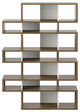 Modern Large Modular Display 2 Tone Shelves, Walnut Frame/White Backs