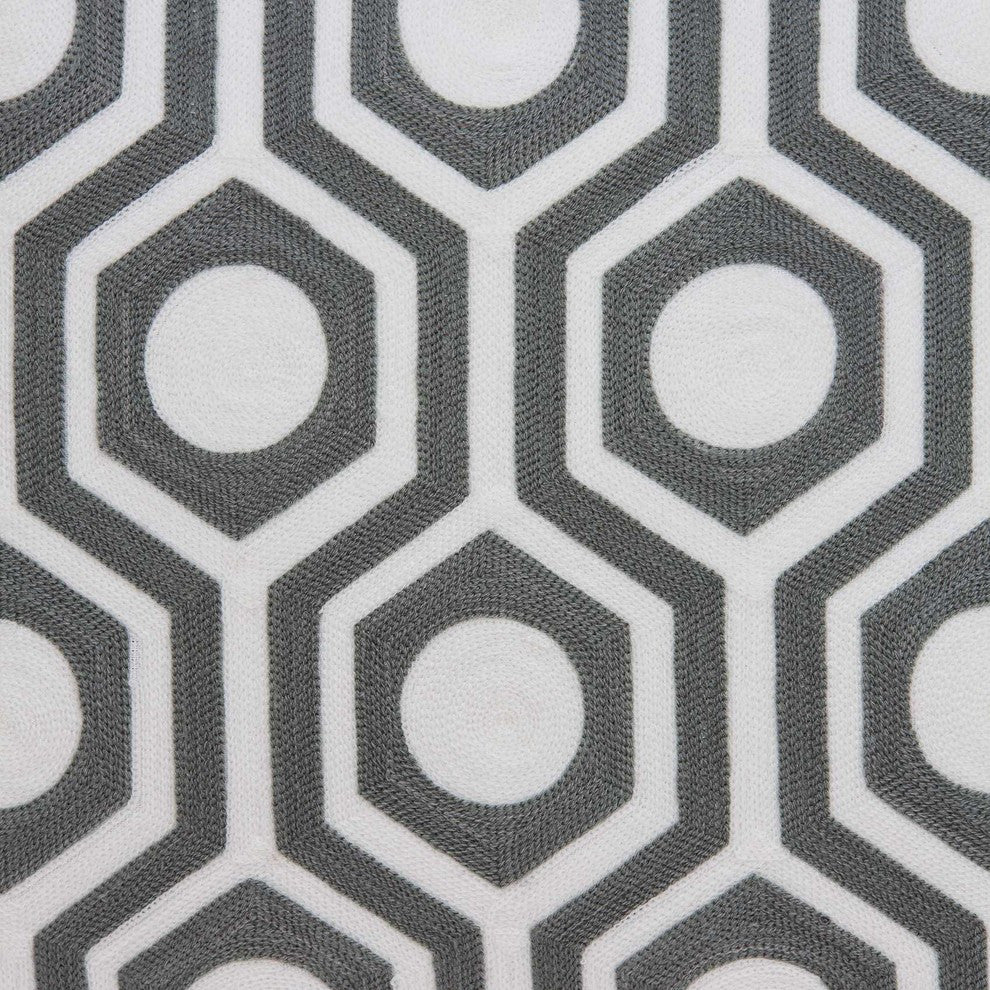 HomeRoots 20" x 7" x 20" Cool Gray and White Pillow Cover With Poly Insert