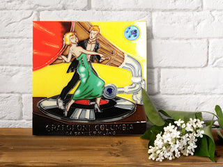 8x8" Dancing Record Player Ceramic Art Tile and Trivet Hot Plate