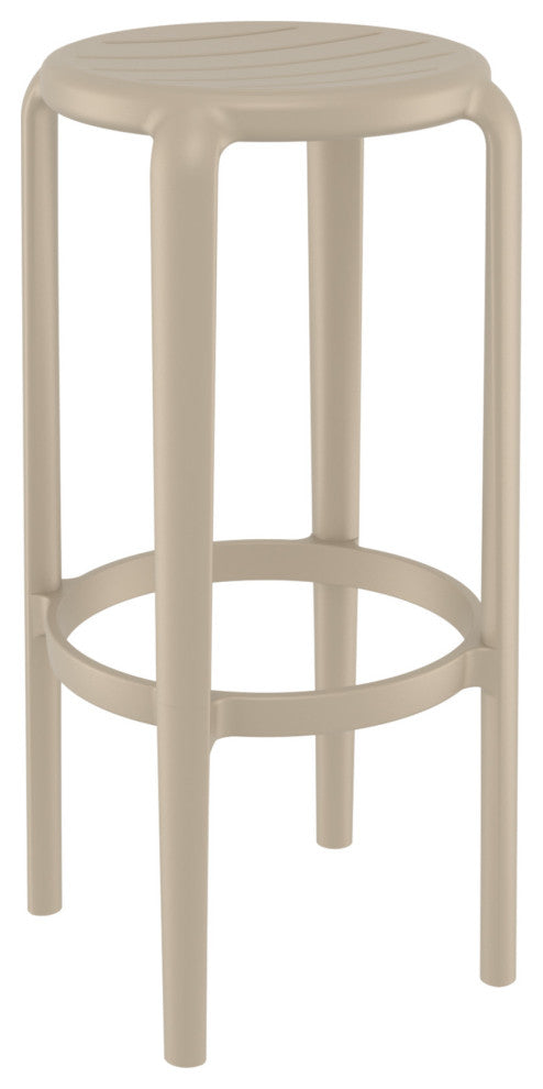 Tom Resin Bar Stool, Set of 2, Black, Taupe