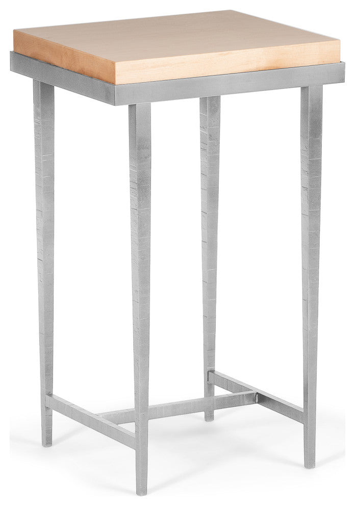 Wick Side Table, Vintage Platinum Finish, Maple Natural Accents