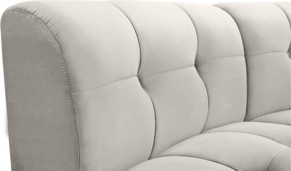 Limitless Velvet Upholstered 6-Piece Modular Sectional, Cream