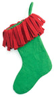 Hand Felted Wool Christmas Stocking in Green With Red Fringe