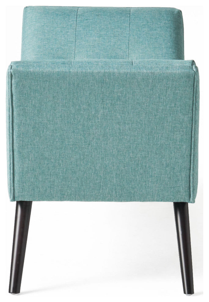 GDF Studio Rouvo Blue Fabric Ottoman Bench