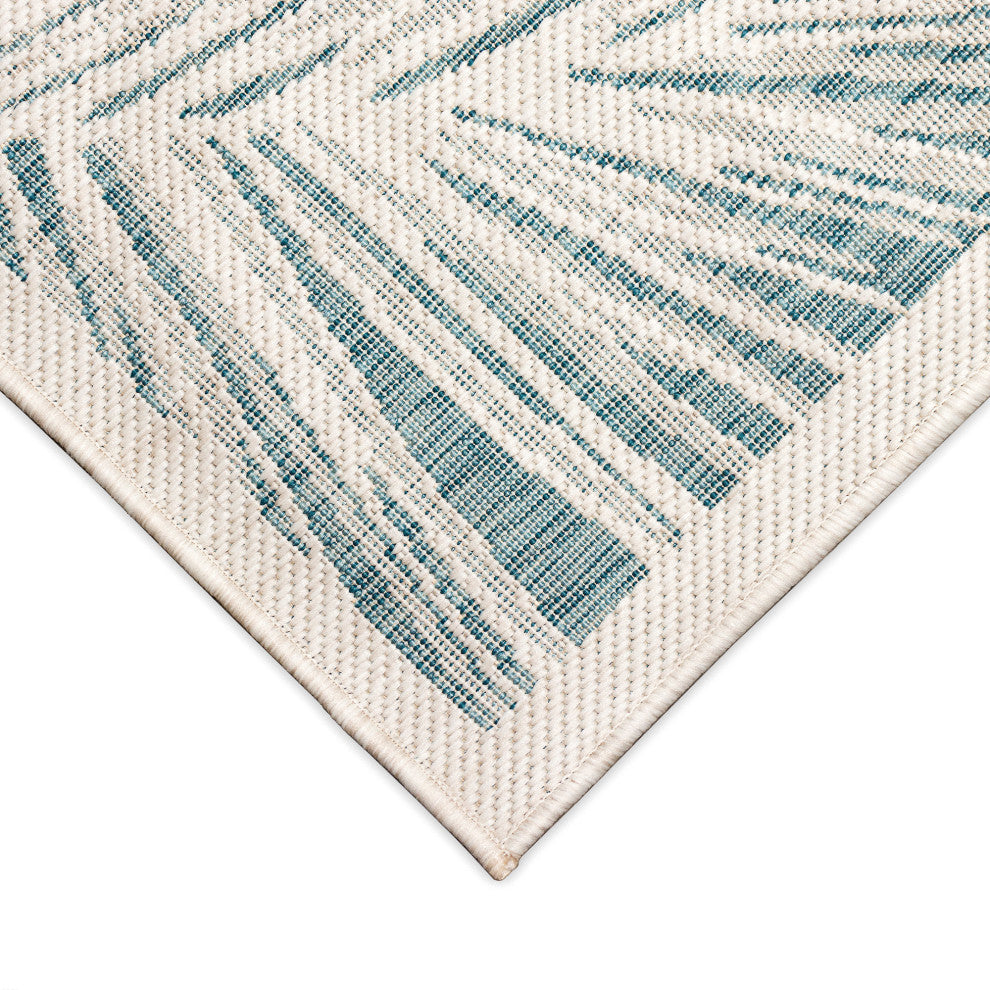 Carmel Fronds Indoor/Outdoor Rug, Aqua, 7'10" Square