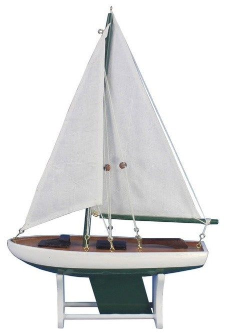 It Floats, Floating Sailboat Model Decorative, Green, 12"