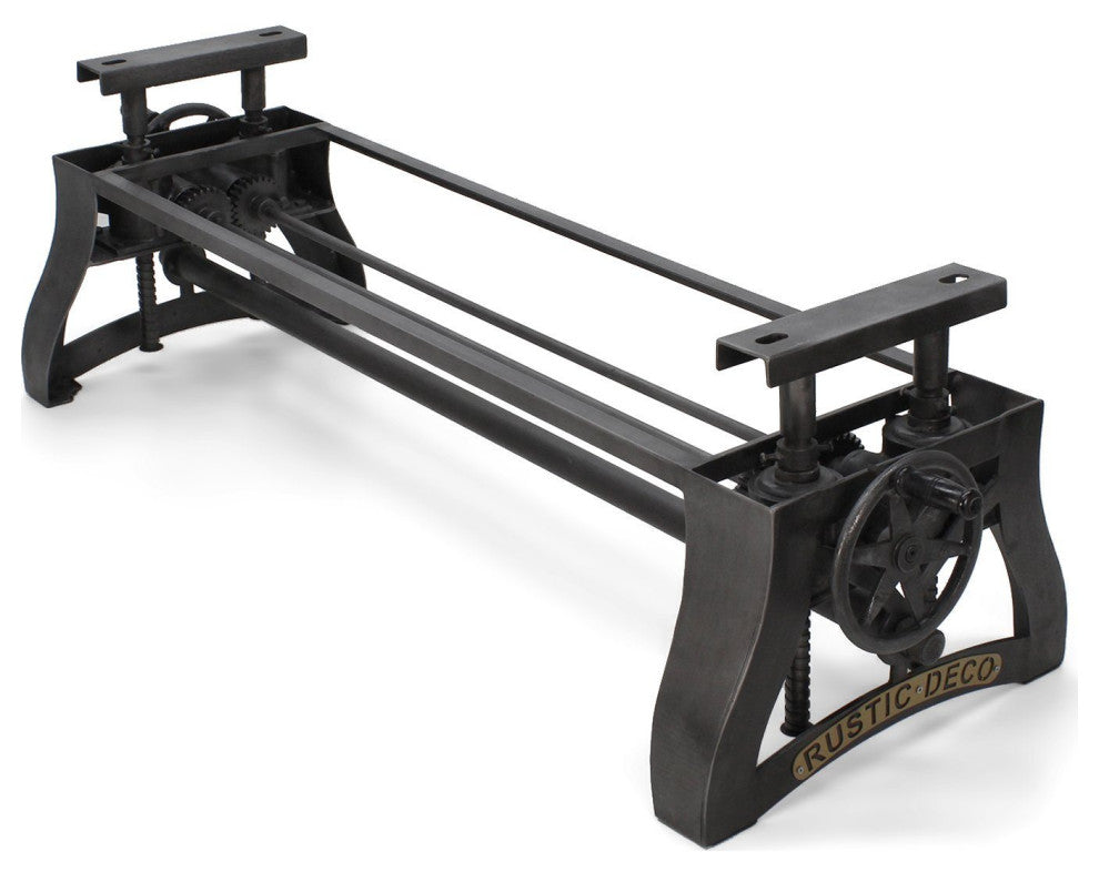 Crescent Adjustable Crank Bench Base Dining to Bar Height - Iron - Steel