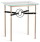 Equus Side Table, Soft Gold Finish, Dark Smoke Accents, Black Leather Strap