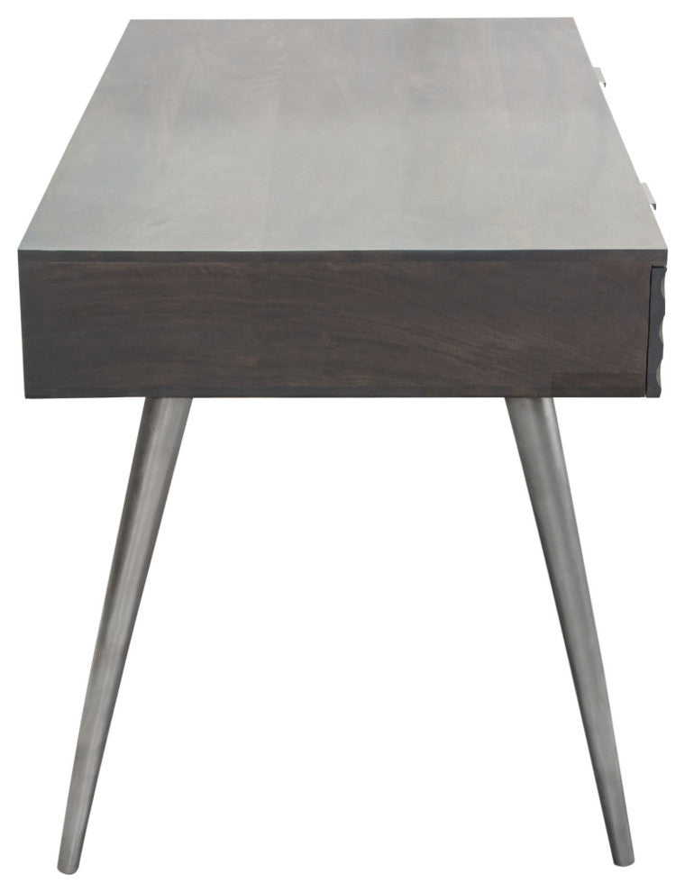 Petra 2-Drawer Writing Desk, Smoke Gray Finish