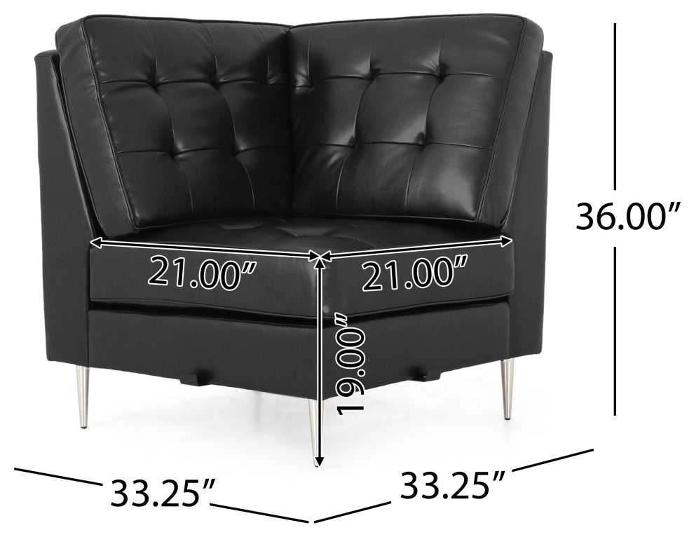Goliath Contemporary Faux Leather Tufted 5 Seater Sectional Sofa Set