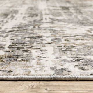 Noble Distressed Abstract Grey/ Ivory Indoor Area Rug, Grey, 3'3"x5'