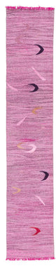 Pink New Contemporary Handwoven Kilim Runner 2' 9" x 14' 3", 33 in. x 171 in.