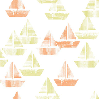 Sloop Dreams Wallcovering, Orange, Roll, Traditional