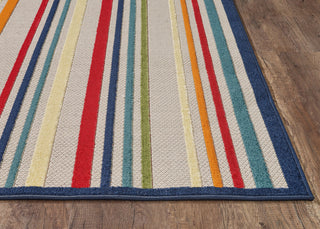 Calla Ivory/Multi Stripes Indoor/Outdoor Area Rug, 3'3 X 4'11