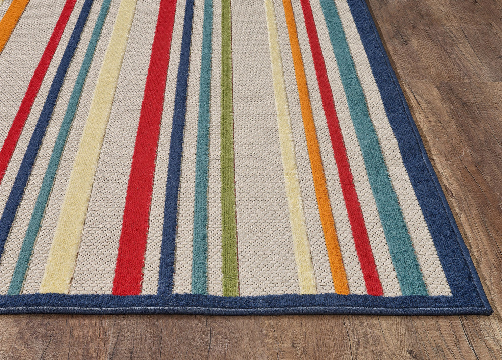Calla Ivory/Multi Stripes Indoor/Outdoor Area Rug, 3'3 X 4'11