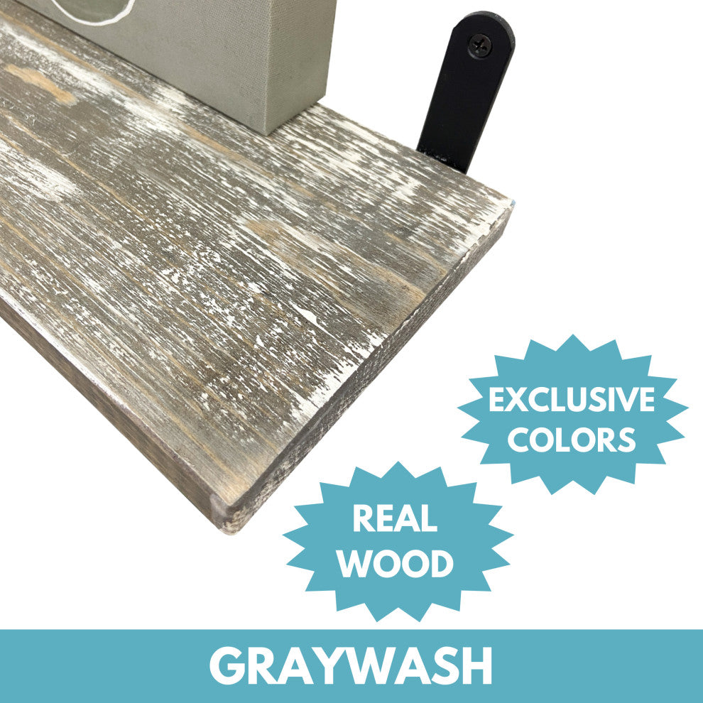 Barn Walls Floating Shelves - Set of 4, Graywash