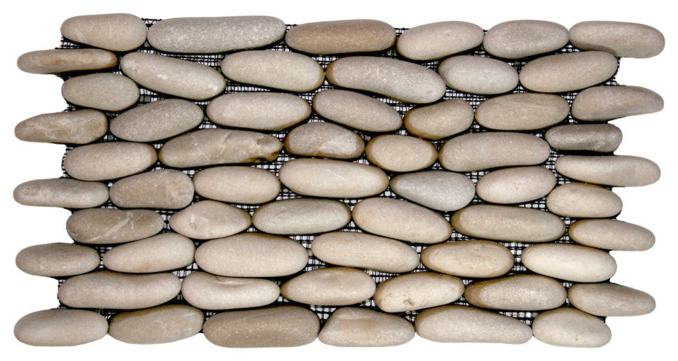 Java Tan Pebble Tile, Natural Finish, Hand-Sorted, Mesh Backing for Walls