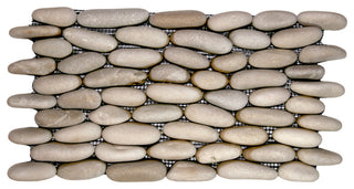 Java Tan Pebble Tile, Natural Finish, Hand-Sorted, Mesh Backing for Walls