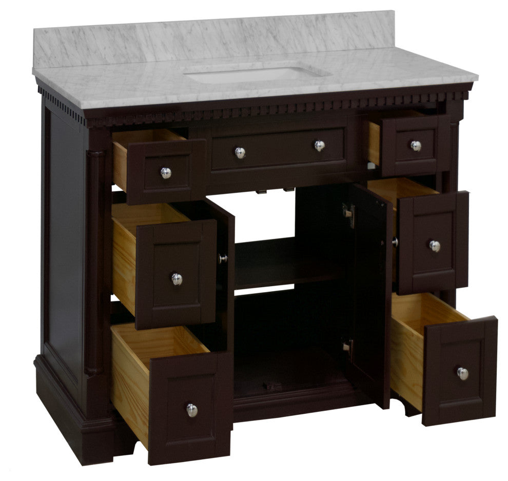 Sydney 48" Bathroom Vanity, Chocolate, Carrara Marble