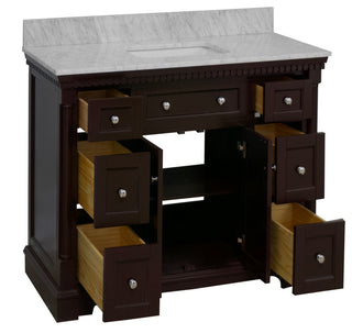Sydney 48" Bathroom Vanity, Chocolate, Carrara Marble