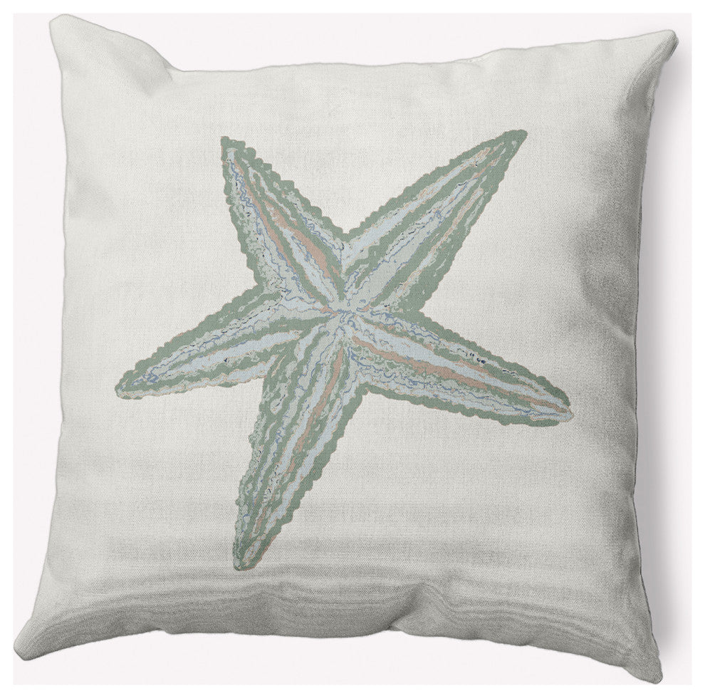 20x20" Starfish Nautical Decorative Indoor Pillow, Sage