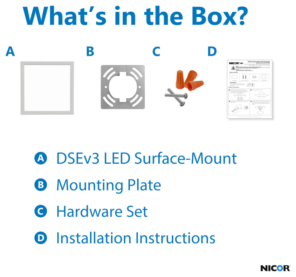 DSE 9" White Square Selectable LED Surface Mount Downlight