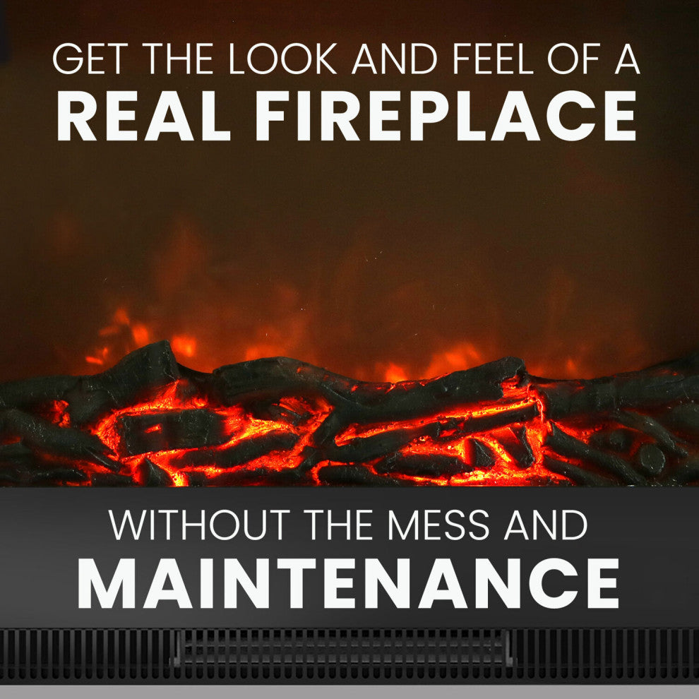 Electric Fireplace With 1500W Charred Log Insert and 47" Entertainment Stand
