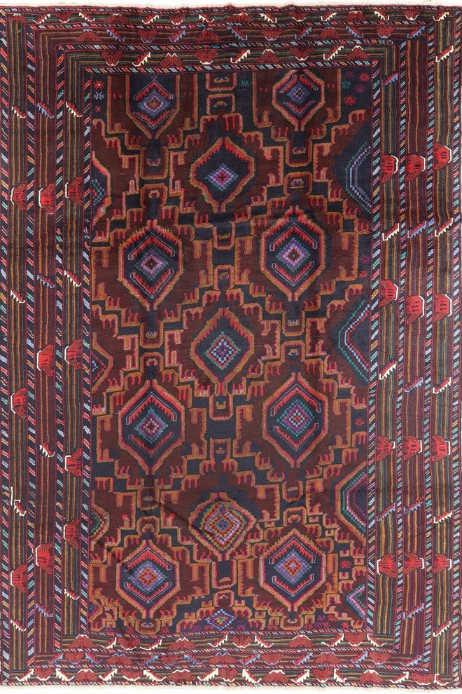 Wool Handmade Tribal Afghan Hand-Knotted Rug, 9'x13'