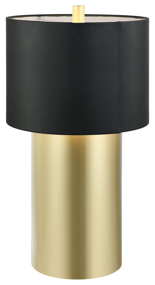 Secret Agent 1-Lt Table Lamp - Painted Gold/Black Leather