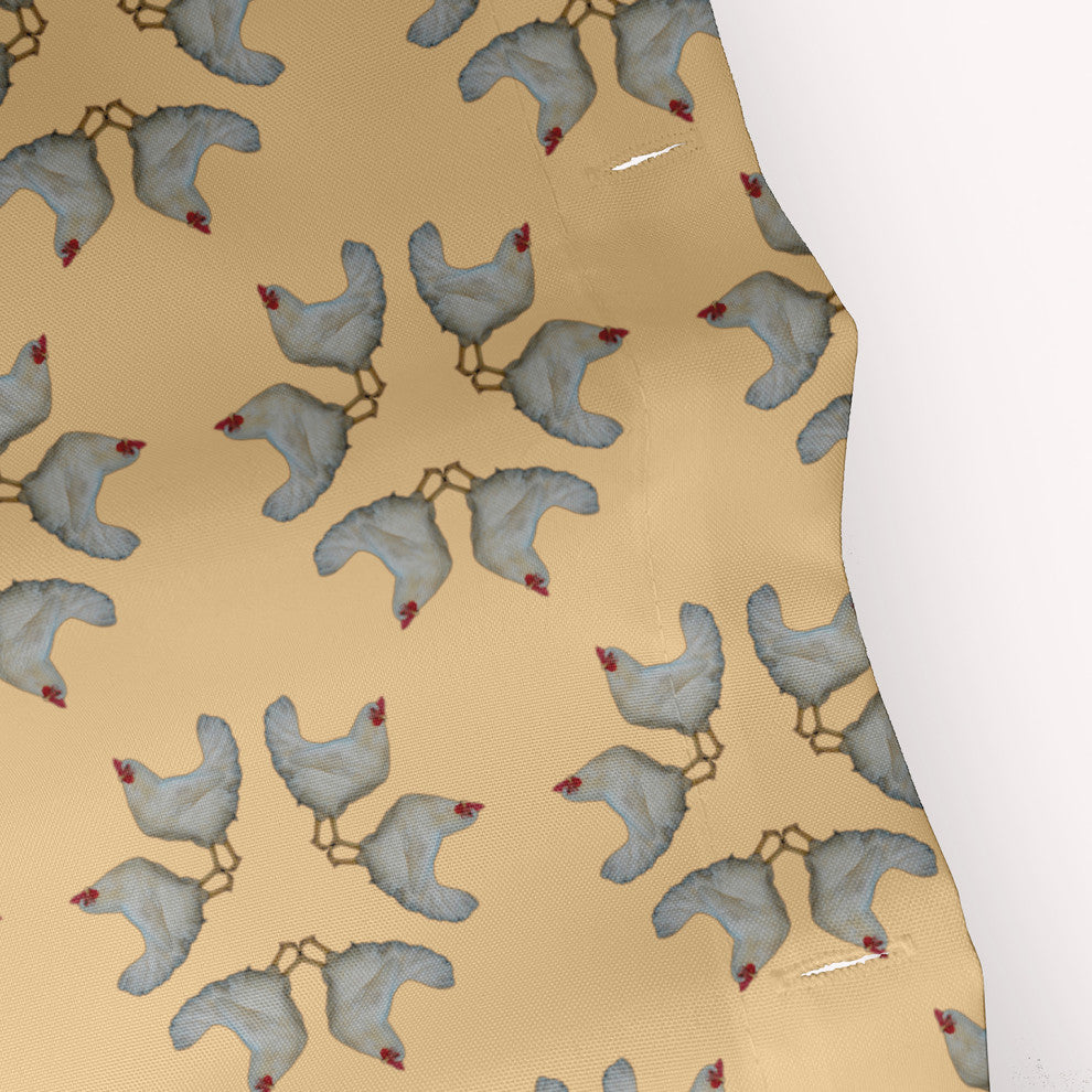 70"Wx73"L Chickens-go-round Shower Curtain, Basswood Brown, Corn Yellow