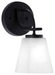 Cavella 1 Light Wall Sconce, Matte Black Finish, 4.5" Square White Muslin Glass