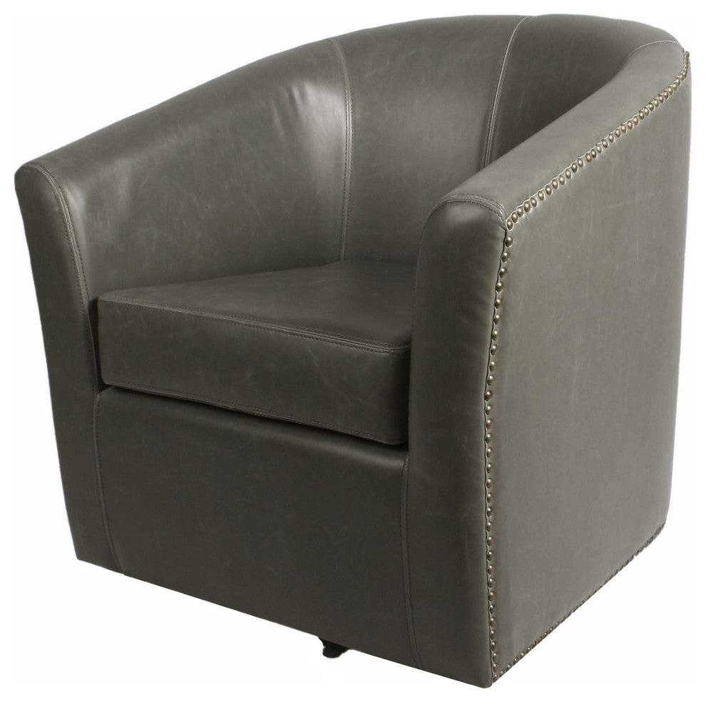Ernest Bonded Leather Swivel Chair, Gray